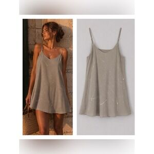 Addie Paint Splatter Swing Tank Dress Large Bohemian Coastal Romantic Feminine